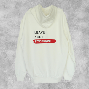 Leave-your-footprint-hoodie-bijelaaa