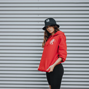 Leave-your-footprint-hoodie-crvena-girl